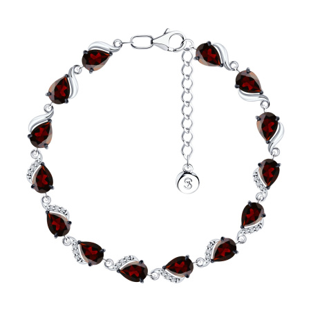 Браслет из серебра с гранатами и фианитами
