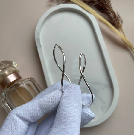 Серебряные серьги конго «Восьмерка» 5 см