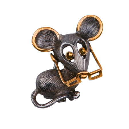 Серебряная брошь «Умная Мышь»