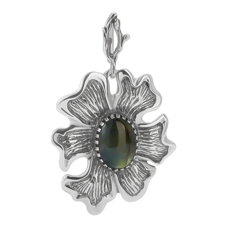 Серебряный кулон с лабрадором «Райский цветок»