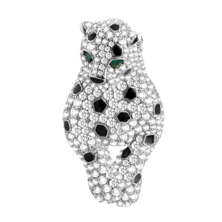 Серебряная брошь с фианитами и эмалью