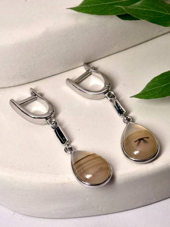 Серебряные серьги с агатом