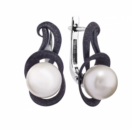 Серебряные серьги с жемчугом и эмалью