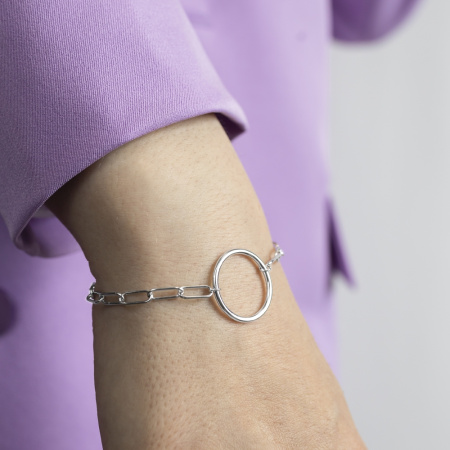 Серебряный браслет «Круг» с цепями