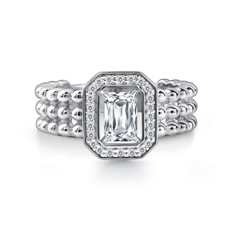 Серебряное кольцо с горным хрусталём и фианитами