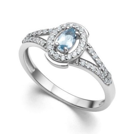Кольцо из серебра с топазом и фианитами