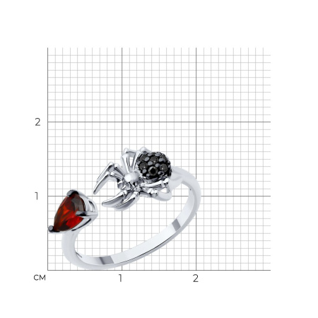 Серебряное кольцо с фианитами «Паук»