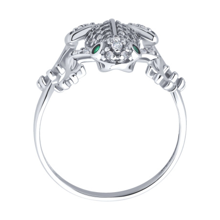 Кольцо из серебра с фианитами «Лягушка»