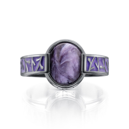 Кольцо из серебра с чароитом «Японская слива»