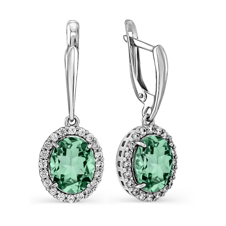 Серьги из серебра с празиолитом и фианитами