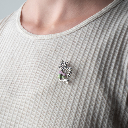 Брошь из серебра с эмалью «Luckenbut» чертополох