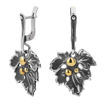 Серебряные серьги «Виноградный листок»