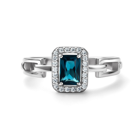 Серебряное кольцо с фианитами и наноситалом