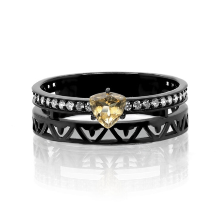 Кольцо из серебра с цитрином и фианитами «Арабелла»