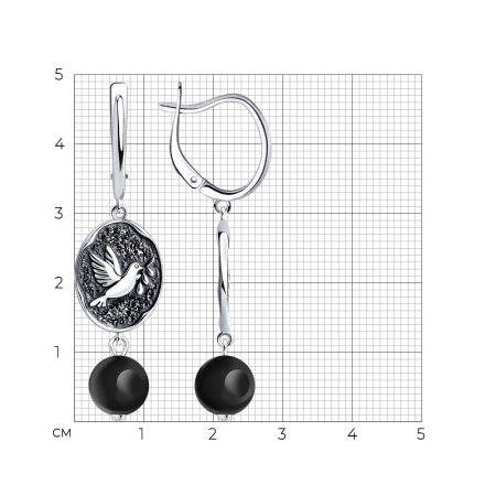 Серьги из серебра с агатами «Голубь»