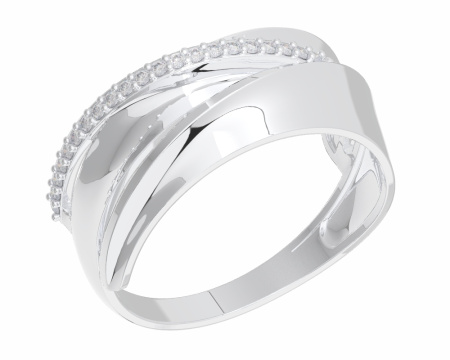 Кольцо из серебра с фианитами