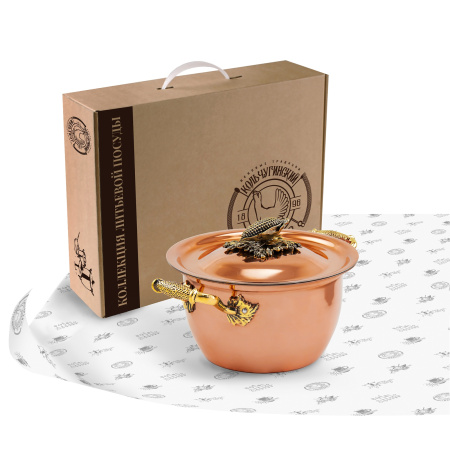 Меднная кастрюля «Кукуруза» с крышкой (2 л)