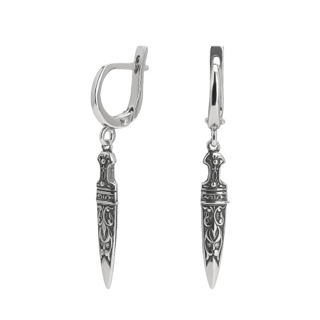 Серьги из серебра «Кинжал«