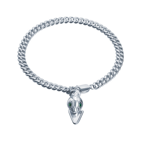 Браслет из серебра с фианитами «Змея»