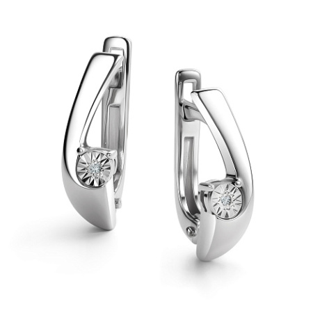 Серебряные серьги с бриллиантами