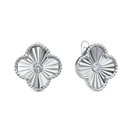 Серебряные серьги с фианитом «Цветок»