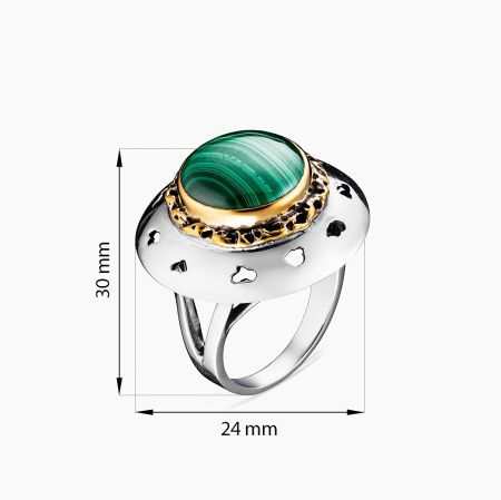 Кольцо из серебра с малахитом