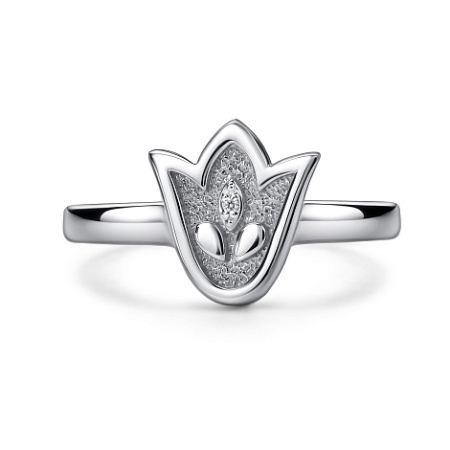 Кольцо из серебра с фианитами «Тюльпан»
