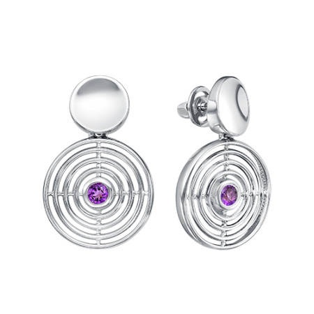 Серьги пусеты из серебра с аметистами