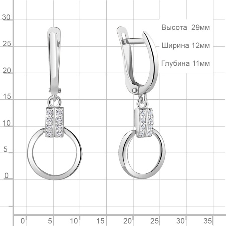 Серьги из серебра с фианитами