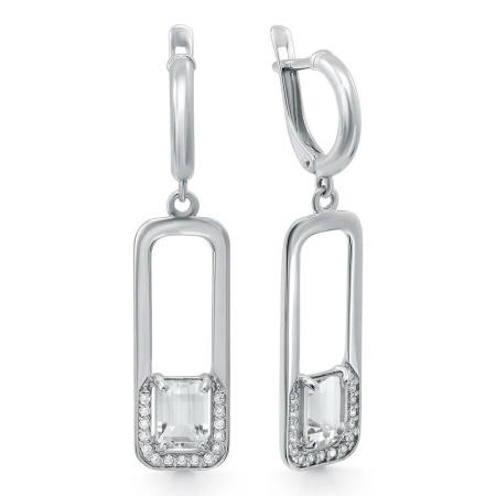 Серьги из серебра с горным хрусталем и фианитами