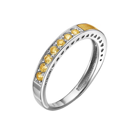 Серебряное кольцо с цитрином и эмалью