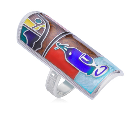 Кольцо из серебра «Любительница абсента» с эмалью