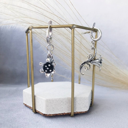 Серебряные серьги «Цветок, Колокольчик»