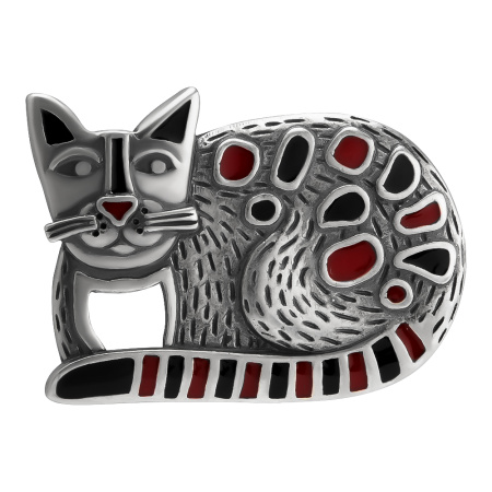 Брошь серебро 925 у кота Тимона всё под контролем красная