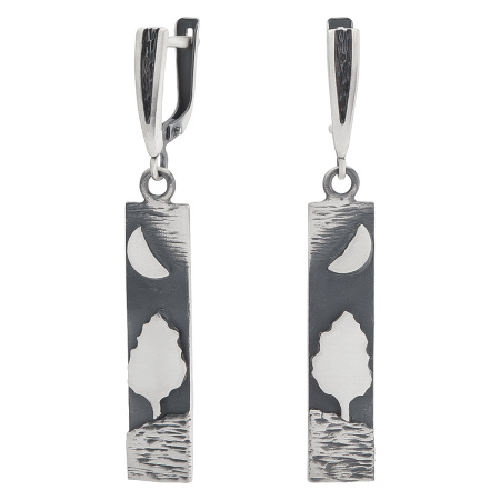 Серьги из серебра «Дерево под луной»