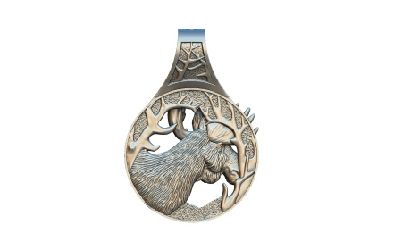Серебряный подвес малый «Темный лось»