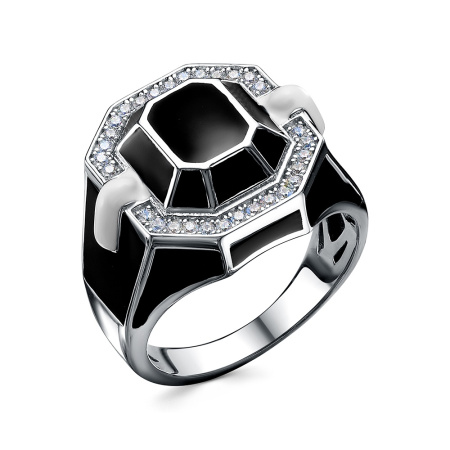 Кольцо из серебра с кубическим цирконием и эмалью