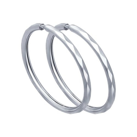 Серьги конго из серебра с алмазной гранью