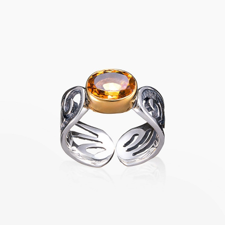 Серебряное кольцо «Цитриновое Сияние Заката» с цитрином
