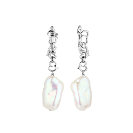 Серьги из серебра с барочным жемчугом