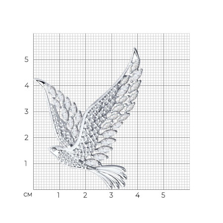 Серебряная брошь с фианитами «Свобода»