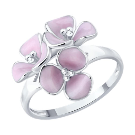 Серебряное кольцо с эмалью «Цветы»