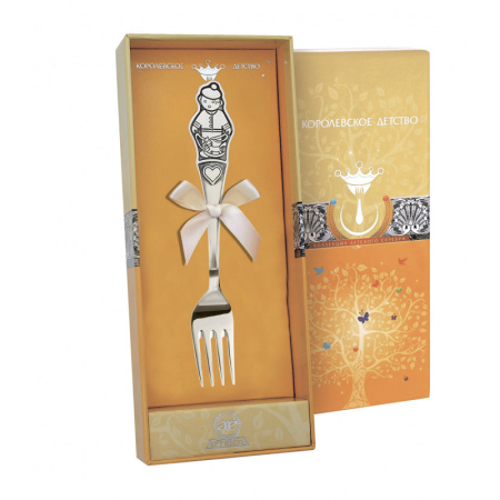 Серебряная вилка детская «Мальчик» с чернением