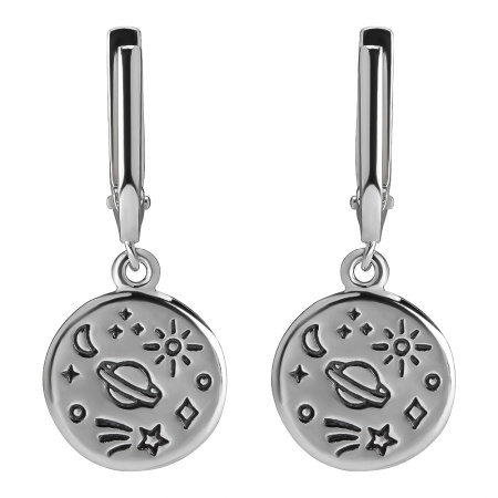 Женские серьги из серебра 925 Космос звезды