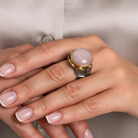 Серебряное кольцо «Нежная Дрёма» с розовым кварцем