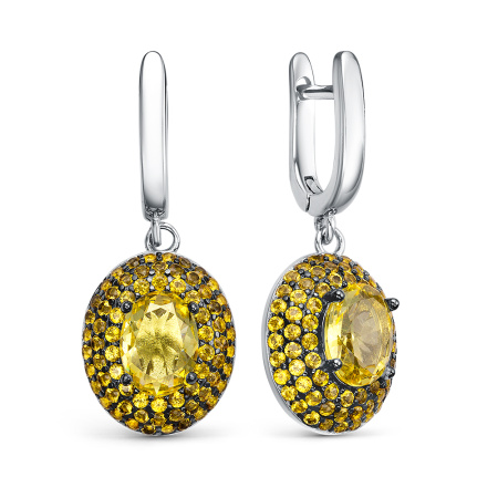 Серьги из серебра с фианитами и ювелирным стеклом