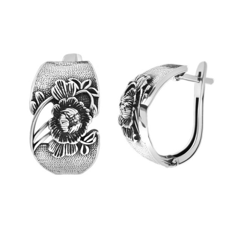 Серебряные серьги «Пион большой»