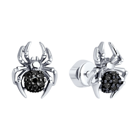 Серьги-пусеты с фианитами «Паук»