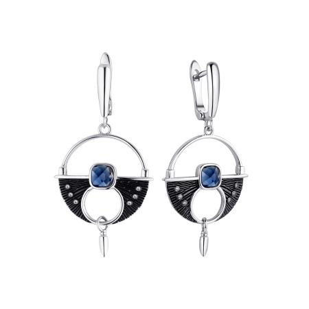 Серьги из серебра с ситаллом и фианитами