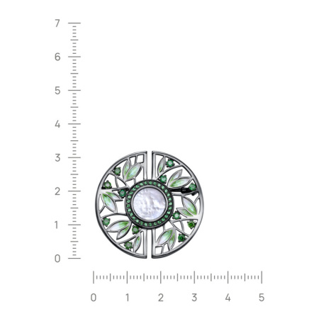 Брошь из серебра с перламутром и фианитами